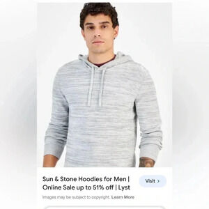 Better Cotton Sun+Stone Men Grey Solid Marled Hooded Sweater with drawstrings
